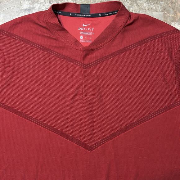 Nike Tiger Woods Polo Shirt Mens XL Sunday Red Blade Collar Snap Golf CT3797 - Picture 1 of 9